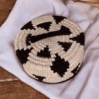 Monochrome Heritage Handwoven Sabai Basket Set Handwoven Sabai basket set with black and natural beige geometric pattern