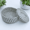 01OD006_2 Handwoven Sabai Grass and Leaf Lidded Storage Basket