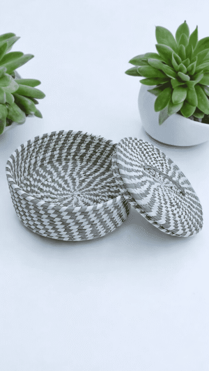 NatureNest Handwoven Sabai Storage Basket with Lid