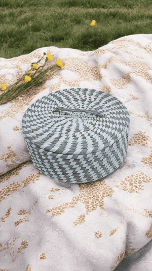 NatureNest Handwoven Sabai Storage Basket with Lid