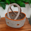 Handwoven Sabai Grass and Leaf Storage Basket with Handles