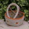 Handwoven Sabai Grass and Leaf Storage Basket with Handles