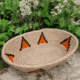 Handwoven Sabai grass serving tray with tribal triangle woven design