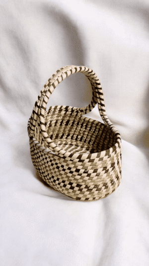 Sabai Grass Handwoven Storage Basket Sabai grass handwoven storage basket with natural checkered pattern