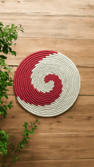01OD013_1 Crimson Spiral Sabai Grass Placemat