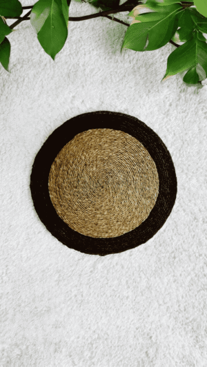Earthy Harmony Sabai Grass Placemat Earthy Harmony Sabai Grass Placemat with natural woven texture and black border