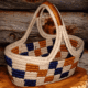Handwoven Sabai grass utility basket with multicolor checkered woven design