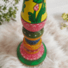 15OD002_3 Odisha Pattachitra Hand-Painted Wooden Candle Stand
