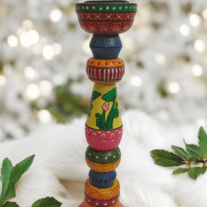 Odisha Pattachitra Hand-Painted Wooden Candle Stand