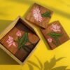 15OD006_1 Serene Lotus Hand-Painted Wooden Coaster Set with Box
