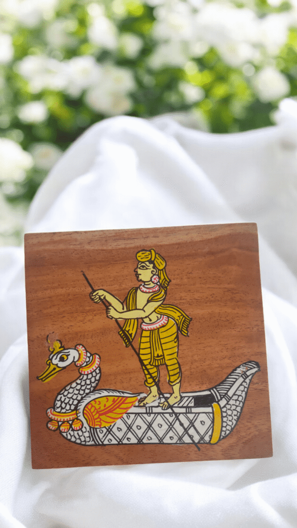 Mythological Tales Hand-Painted Wooden Coaster Set with Box