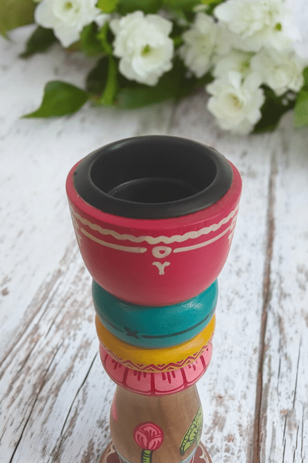 15OD013_2 Vibrant Folk Art Candle Holder