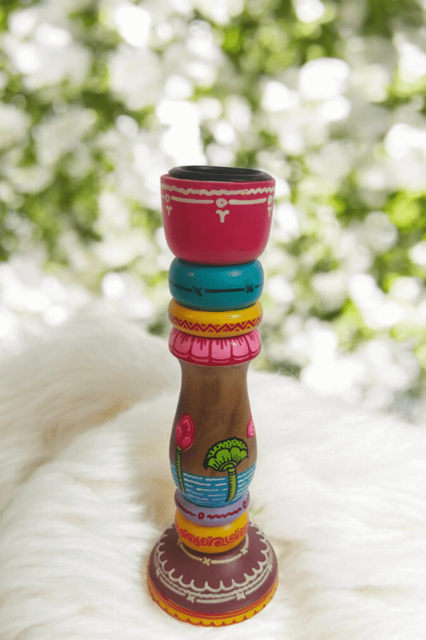 15OD013_3 Vibrant Folk Art Candle Holder