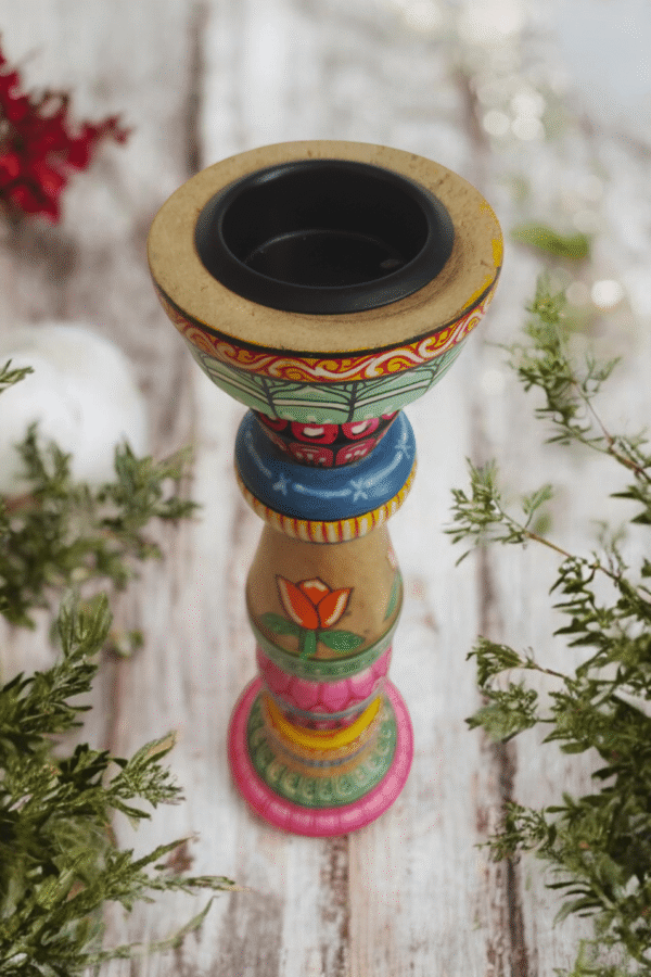 15OD014_2 Folk Art Fiesta Candle Holder