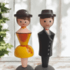 Vintage Wooden Doll Couple Figurines