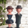 Enchanting Rustic Wooden Couple Figurines
