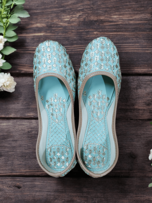 Serene Sea Jutti with Silver Embellishments