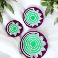 Sabai Grass Mint Harmony Wall Decor Plate Set Sabai grass wall decor plate set with mint green and white woven pattern