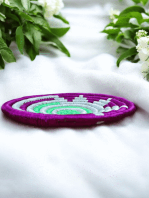 01OD030_5 Sabai Grass Mint Harmony Wall Decor Plate Set