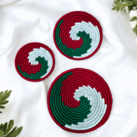 Sabai Grass Tricolor Spiral Wall Decor Plate Set Sabai grass wall decor plate set with red green and white spiral woven design