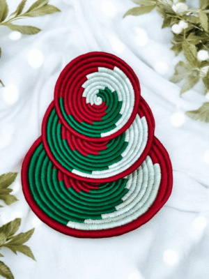 Sabai Grass Tricolor Spiral Wall Decor Plate Set