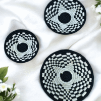 Sabai Grass Spiral Wall Decor Plate Set Sabai grass wall decor plate set with black and white spiral woven design