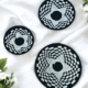 Sabai Grass Spiral Wall Decor Plate Set Sabai grass wall decor plate set with black and white spiral woven design