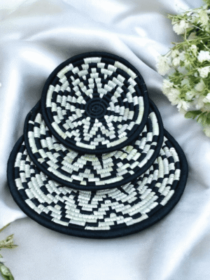 01OD036_2 Sabai Grass Wall Decor Plate Set | Handmade Tribal Wall Art