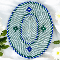 Colorful Handwoven Sabai Grass Floor Mat Handwoven colorful Sabai grass floor mat with spiral pattern design