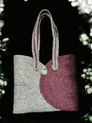 01OD044_1 Handwoven Sabai Grass Mini Tote Bag – Black & Natural