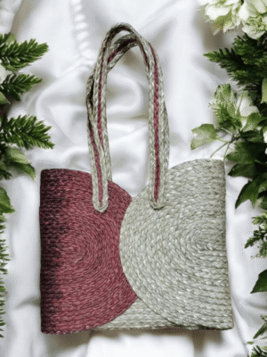 01OD044_2 Handwoven Sabai Grass Mini Tote Bag – Black & Natural