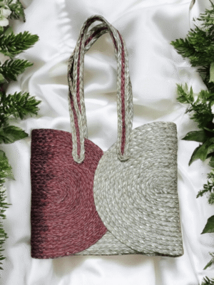 01OD044_3 Handwoven Sabai Grass Mini Tote Bag – Black & Natural