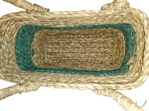 01OD047_4 Sabai Grass Tote with Teal Accents