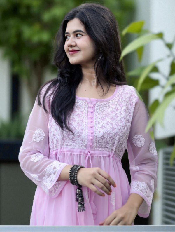 Lavender Chikankari Embroidered Kurta