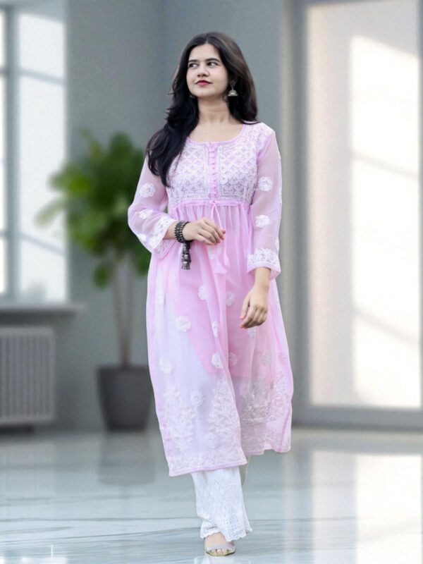 Lavender Chikankari Embroidered Kurta