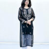 Midnight Black Chikankari Kurta with Mirror Work