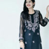 Midnight Black Chikankari Kurta with Mirror Work