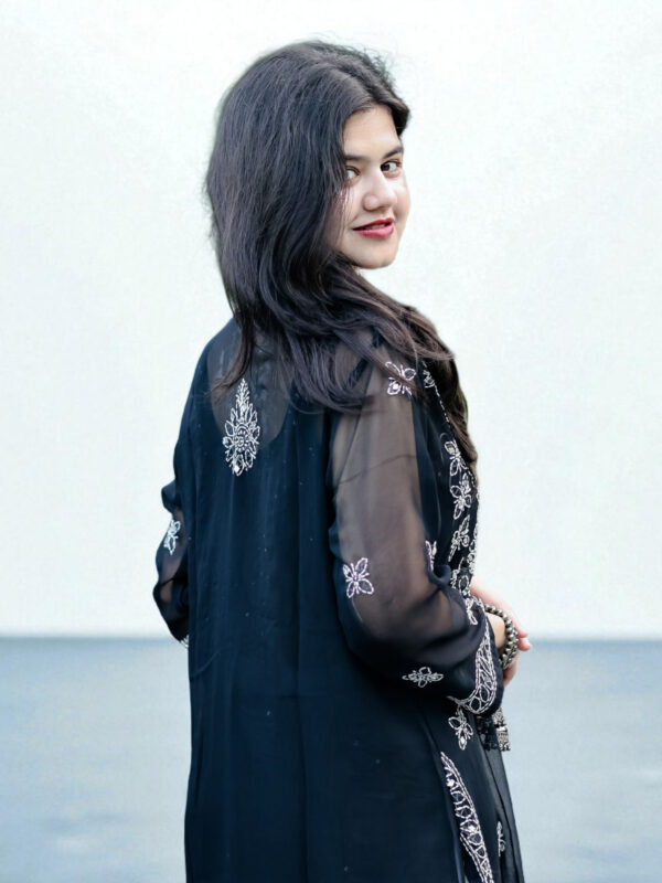 Midnight Black Chikankari Kurta with Mirror Work