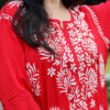 Crimson Chikankari Embroidered Kurta