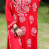 Crimson Chikankari Embroidered Kurta