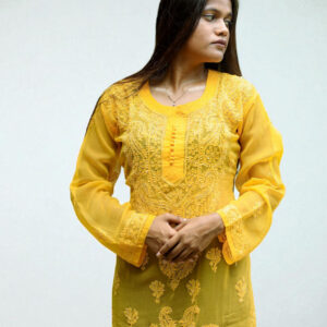 01UP005_101 Golden Yellow Chikankari Kurta