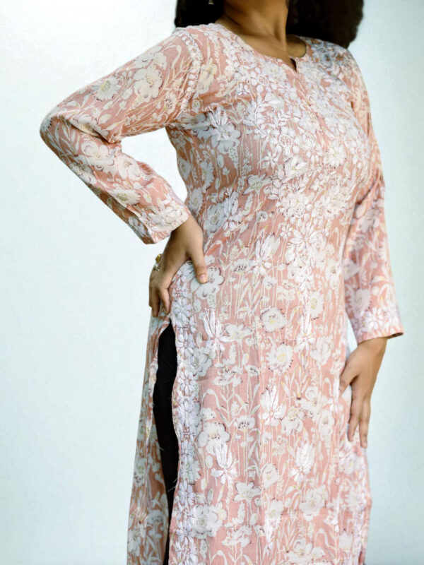 Peach Blossom Chikankari Kurta