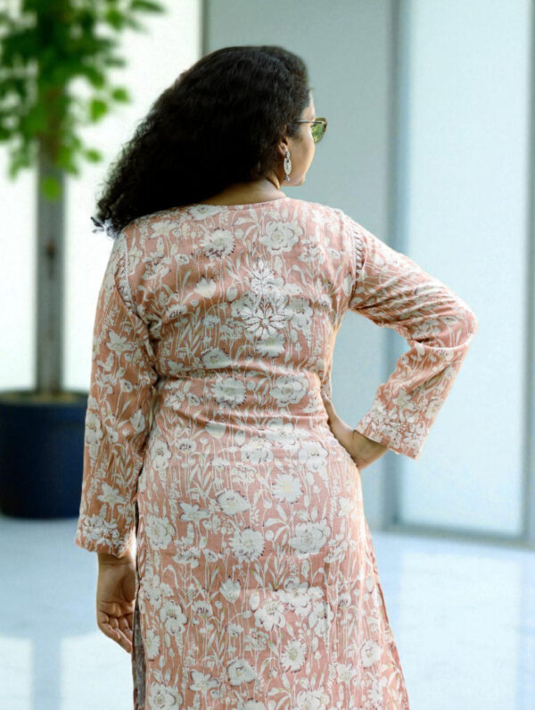 Peach Blossom Chikankari Kurta