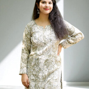 01UP009_102 Sage Green Chikankari Kurta