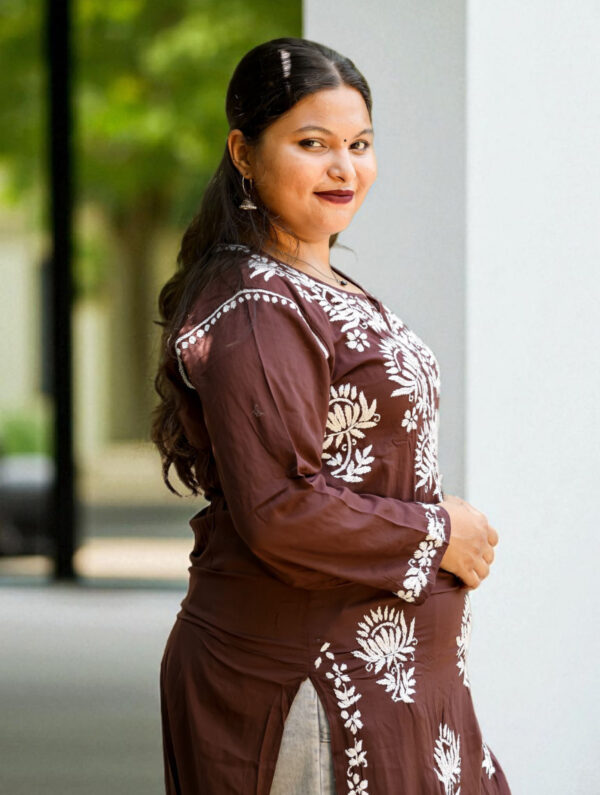 Brown Chikankari Kurta