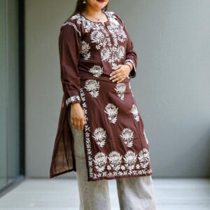 01UP010_103 Brown Chikankari Kurta