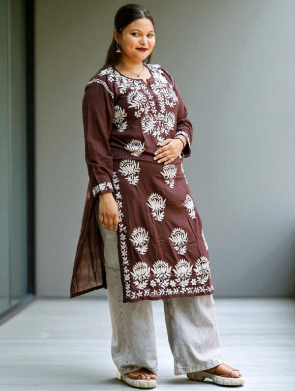 Brown Chikankari Kurta