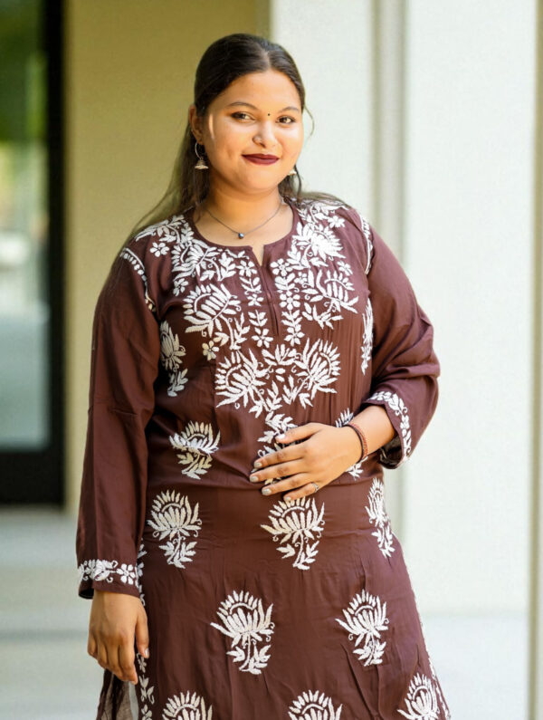 Brown Chikankari Kurta