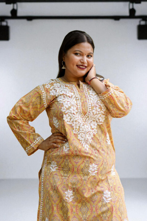Saffron Yellow Chikankari Kurta