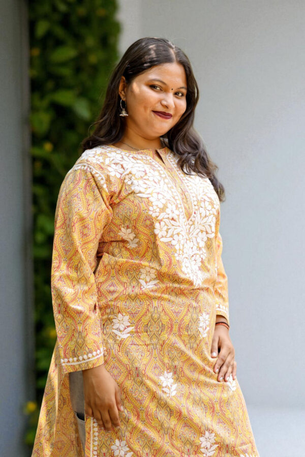 Saffron Yellow Chikankari Kurta